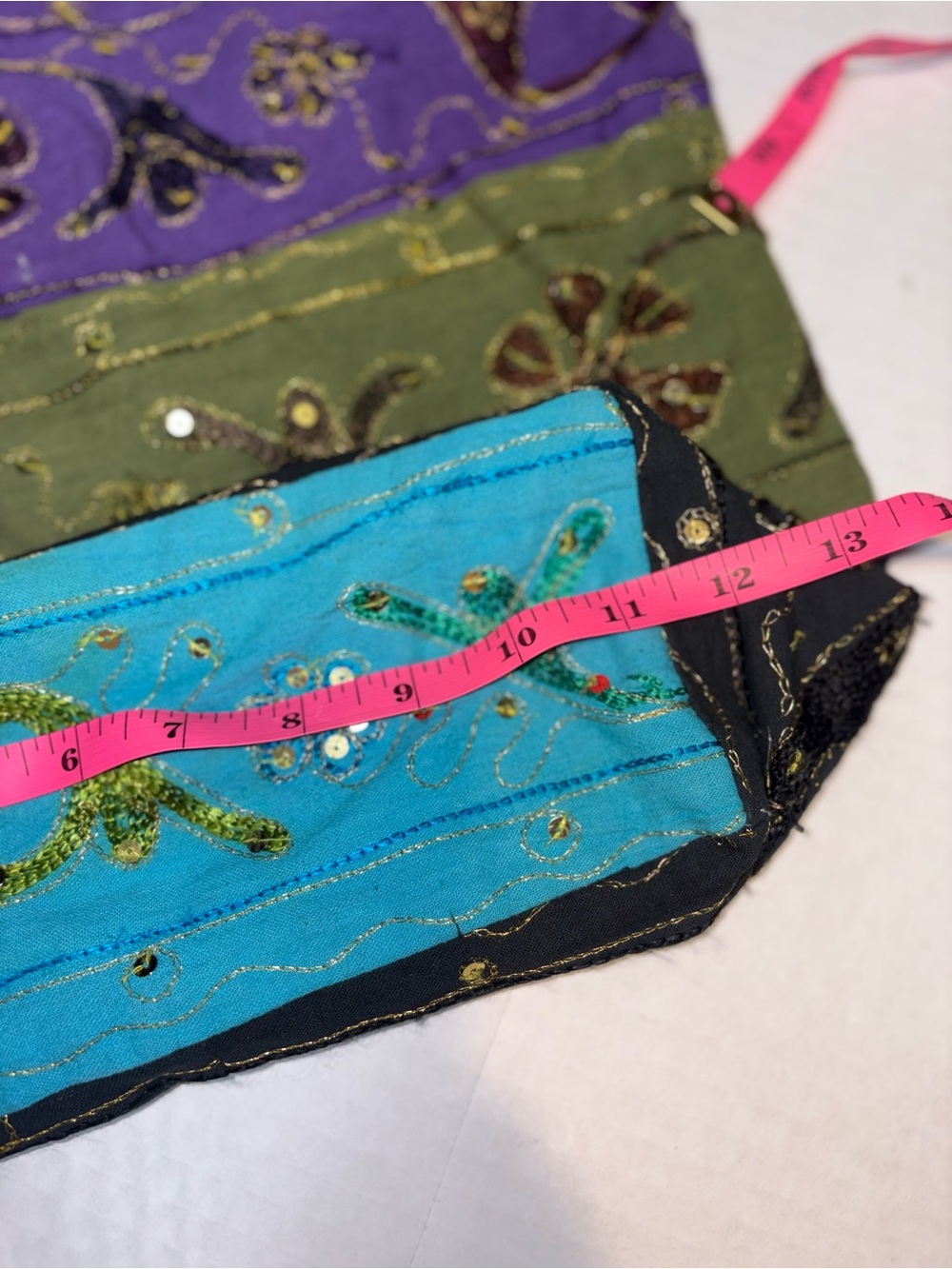 colorful embroidered and sequined hobo-style shoulder bag - Picture 7 of 10